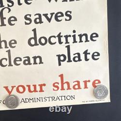 Original WWI US Poster'Adopt the Doctrine of the Clean Plate' 21x29