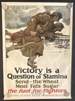 Original WWI US Poster'Victory is a Question of Stamina' Wheat Meat Fats Sugar