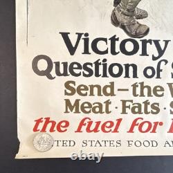Original WWI US Poster'Victory is a Question of Stamina' Wheat Meat Fats Sugar