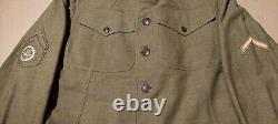 Original WWI U. S. Army Tunic Jacket Gabardine Fabric Two Overseas Chevrons