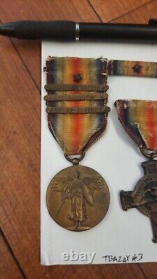 Original WWI U. S. Victory Medals Lot of 2 with3 Bars & Stars World War 1