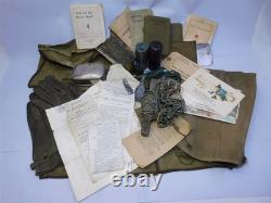 Original WWI WWII US Soldier's Belongings Kit Bag Contents Spats Bible Shaving