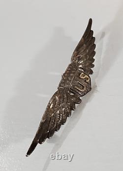 Original WW I WW1 Sterling Silver Army Air Service Pilot Wings Pin Back 2.5