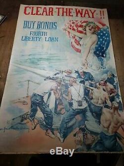 Original World War 1 Liberty Bond Poster CLEAR THE WAY! Howard Chandler Christy