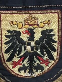 Original World War 1 WW1 Imperial German Veterans Silk Flag Embroidered Banner
