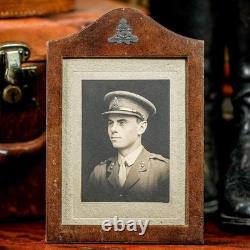 Original World War I Antique Leather Framed Photograph Portrait British Soldier