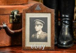 Original World War I Antique Leather Framed Photograph Portrait British Soldier