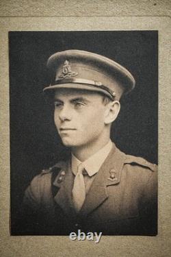 Original World War I Antique Leather Framed Photograph Portrait British Soldier