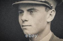 Original World War I Antique Leather Framed Photograph Portrait British Soldier