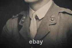 Original World War I Antique Leather Framed Photograph Portrait British Soldier