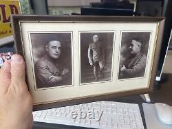 Original World War I wooden framed & matted Candid 3 photos of young US soldier