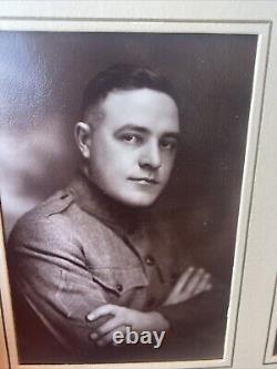 Original World War I wooden framed & matted Candid 3 photos of young US soldier