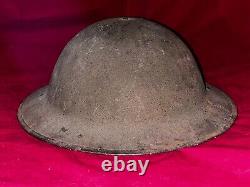 Original Wwi U. S. Army Doughboy Helmet + Leather Liner With Chinstrap