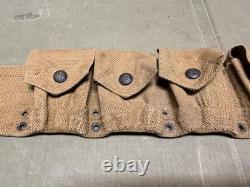 Original Wwi Us Army Eagle Snap Combat Field 9 Pocket Ammo Belt-mills