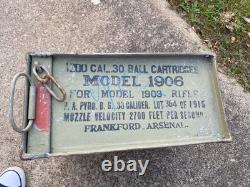 Original Wwi Us Army Model 1906 M1903 Rifle. 30-06 Cal Ammo Tin Crate-dated 1915