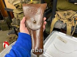 Original Wwi Wwii Us Army M1917.45 M1911 M1911a1 Pistol Hip Holster-date Marked