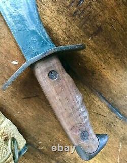 Original Wwi Wwii Usgi 1918 Plumb Bolo Knife & Sheath / Scabbard World War 1