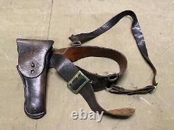 Original Wwii Us Army Office M1917 Sam Browne Field Belt, Strap & Holster-1942