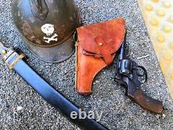 Original marked WWI Russian M1895 Nagant Revolver leather left-handed holster