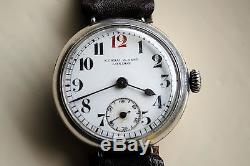 Original, silver WWI watch engraved to Norfolk Regiment soldier. Trench watch