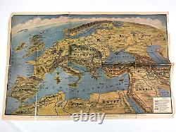 Otto Kurth World War 1 Map Rare Color from 1918 WW1 Battle Fronts Great War Y