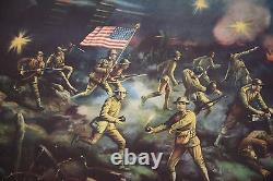 Over the Top Antique World War One Illustration Art Poster Print WWI Scene