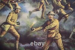 Over the Top Antique World War One Illustration Art Poster Print WWI Scene