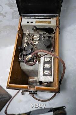 Pair of Antique US WW1 Field Telephone Signal Corps Morse Kellogg Model 1917