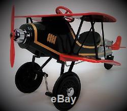 Pedal Air plane Car WW1 Vintage Red and Green Aircraft Rare Midget Metal Model