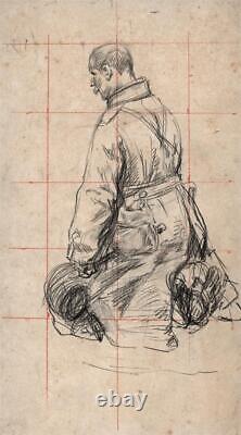 Pencil Drawing Fortunino Matania (1881-1963) World War One Portrait Study
