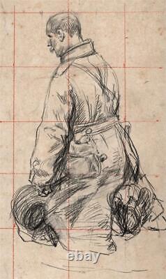 Pencil Drawing Fortunino Matania (1881-1963) World War One Portrait Study
