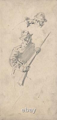 Pencil Drawing Fortunino Matania (1881-1963) World War One Soldier Study