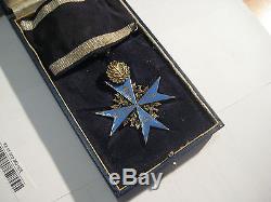 Pour le Merite imperial WWI medal knight cross and oak leaves stamp 21 old case