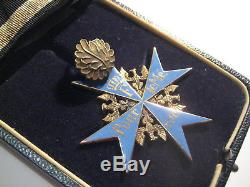 Pour le Merite knight cross WWI highest award blue max + oak leave in case Wilm