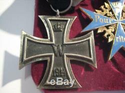 Pour le Merite oak leaves 938 combat medal WWI pilot pin iron cross group medals