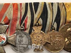 Pre-WW1 6-Place Imperial German Medal Bar Red Eagle Order Pin/Badge/Award