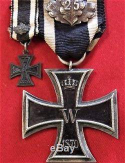 Pre Ww1 1870 Germany Iron Cross 2nd Class Medal 25 Year Oak Leaf & Miniature