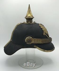 Pre Ww1 M1871 Pickelhaube Officer Prussian Helmet German Spiked 1884 Named Dated