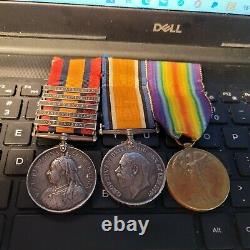 Queen's South Africa -5 Clasp +WW1 Victory Medal / Pte Whyatt -Welsh Reg $350.0