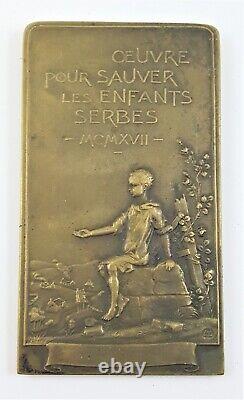 RARE 1915 1917 Bronze Odd Shaped plaquettes from WWI Paris (XF/AU)