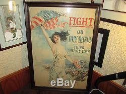 Rare 1917 Us World War One Poster Fight Or Buy Bonds Third Liberty Loan 20x30