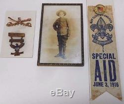 RARE Lot 1916 U. S. WW1 BOY SCOUT PHOTO5th DIVISION & EAGLE AWARD PINRIBBON