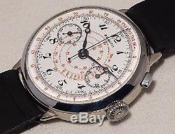 RARE MILITARY WWI ZENITH CHRONOGRAPH cal. VALJOUX 22-GH TRENCH WATCH ENAMEL DIAL
