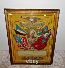 RARE Military World War I WWI Roll of Honor Lithograph Poster Soldier In Uniform