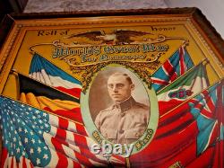 RARE Military World War I WWI Roll of Honor Lithograph Poster Soldier In Uniform