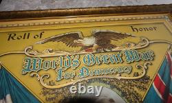 RARE Military World War I WWI Roll of Honor Lithograph Poster Soldier In Uniform