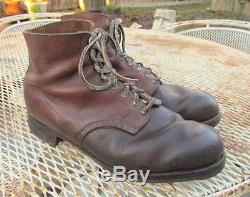 RARE ORIGINAL WW1 US ARMY PERSHING BROWN LEATHER HOBNAIL TRECH DOUGHBOY BOOTS