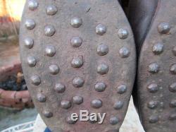 RARE ORIGINAL WW1 US ARMY PERSHING BROWN LEATHER HOBNAIL TRECH DOUGHBOY BOOTS