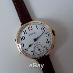RARE VINTAGE GENTS MILITARY WW1 ROLEX OFFICERS WRISTWATCH SOLID 9ct ROSE GOLD