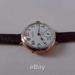 RARE VINTAGE GENTS MILITARY WW1 ROLEX OFFICERS WRISTWATCH SOLID 9ct ROSE GOLD
